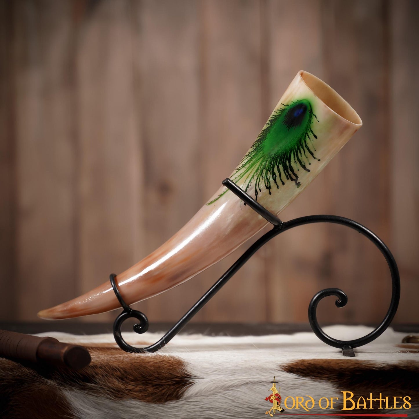 "la Pluma Mística" Cuerno para Beber 500 - 600 Ml Cuerno de Buey Auténtico Hecho a Mano - Descatalogado - Imagen 6