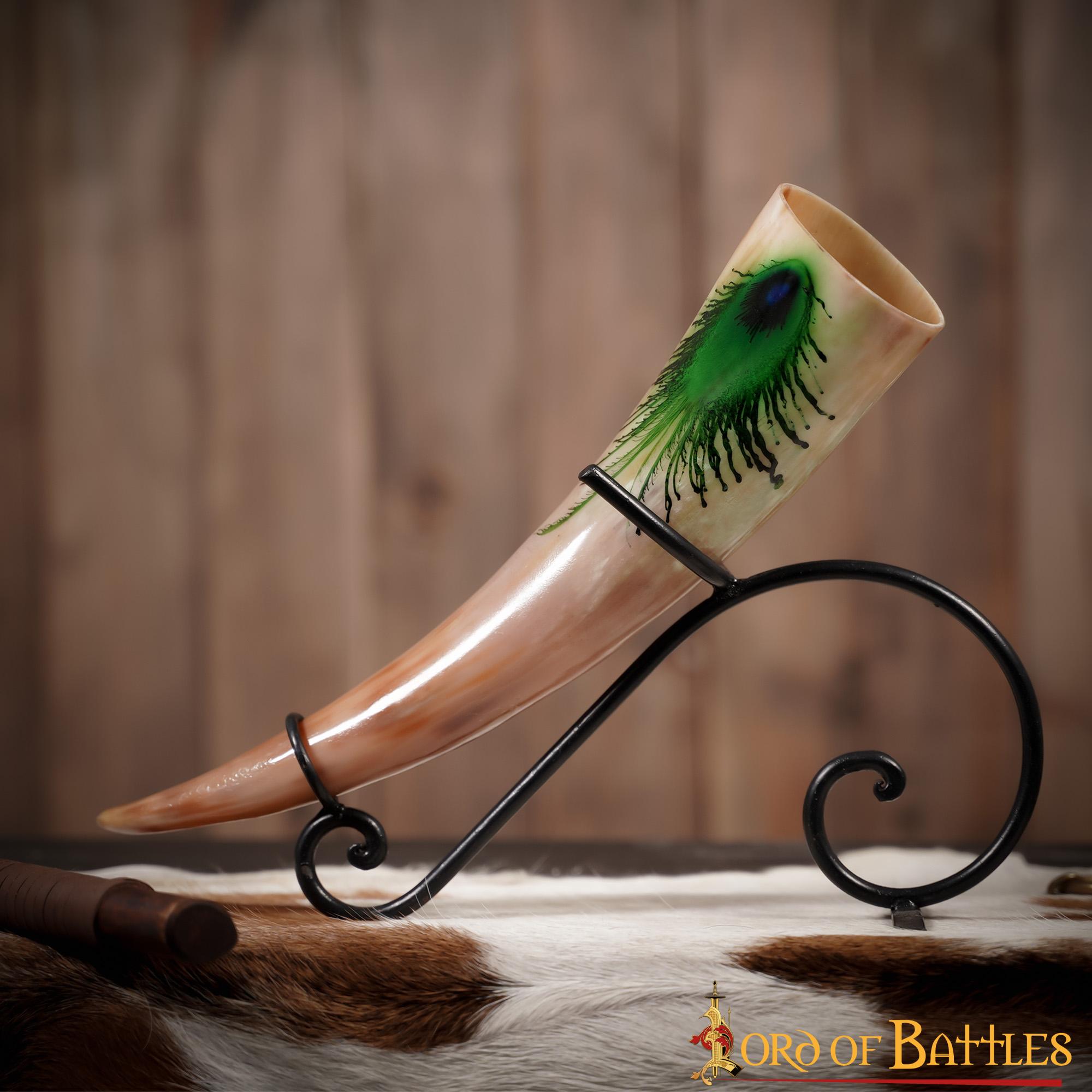 "la Pluma Mística" Cuerno para Beber 500 - 600 Ml Cuerno de Buey Auténtico Hecho a Mano - Descatalogado - Imagen 6