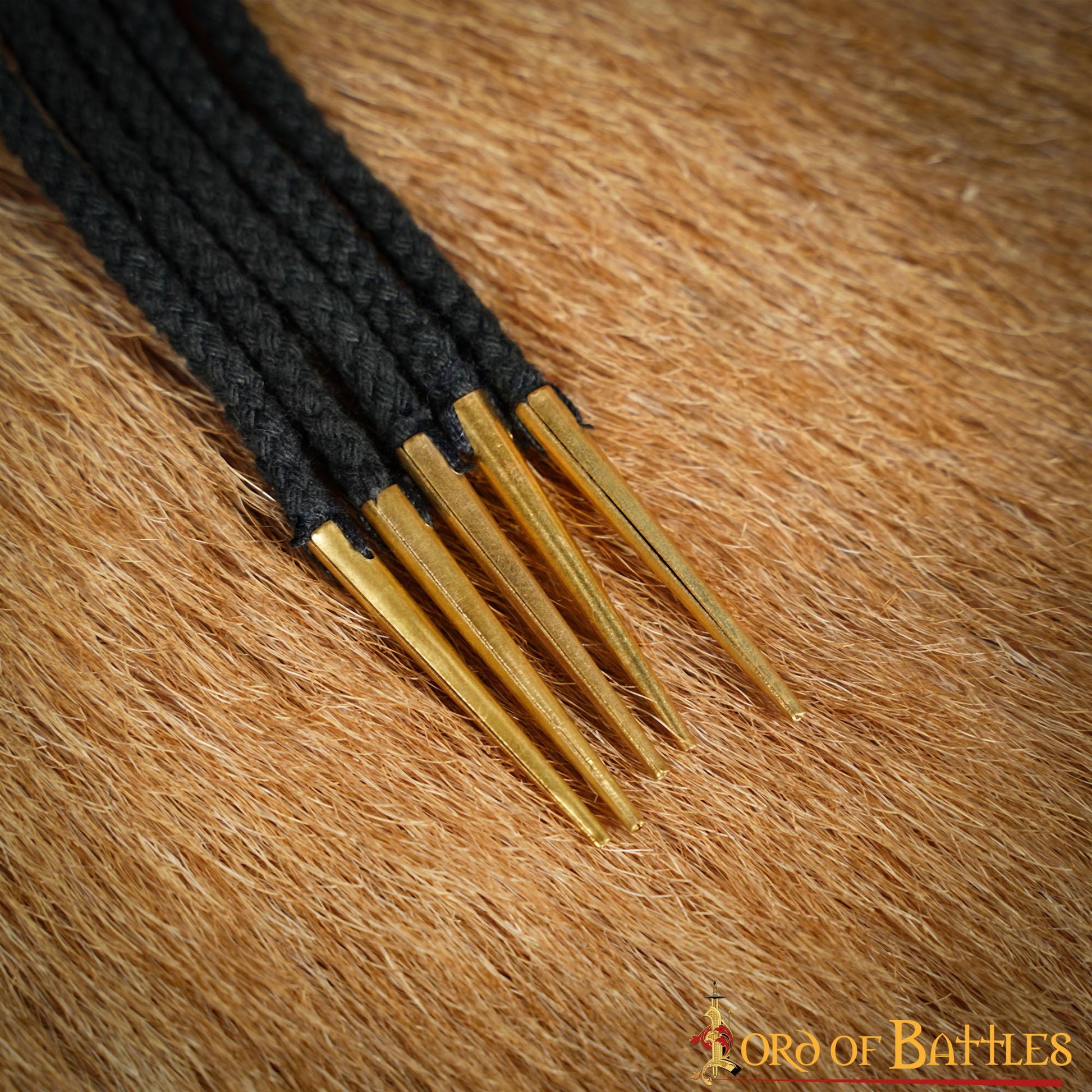 Cordones de Algodón Negro con Remates de Latón Macizo - Juego de 5 Corbatas Medievales - Imagen 15