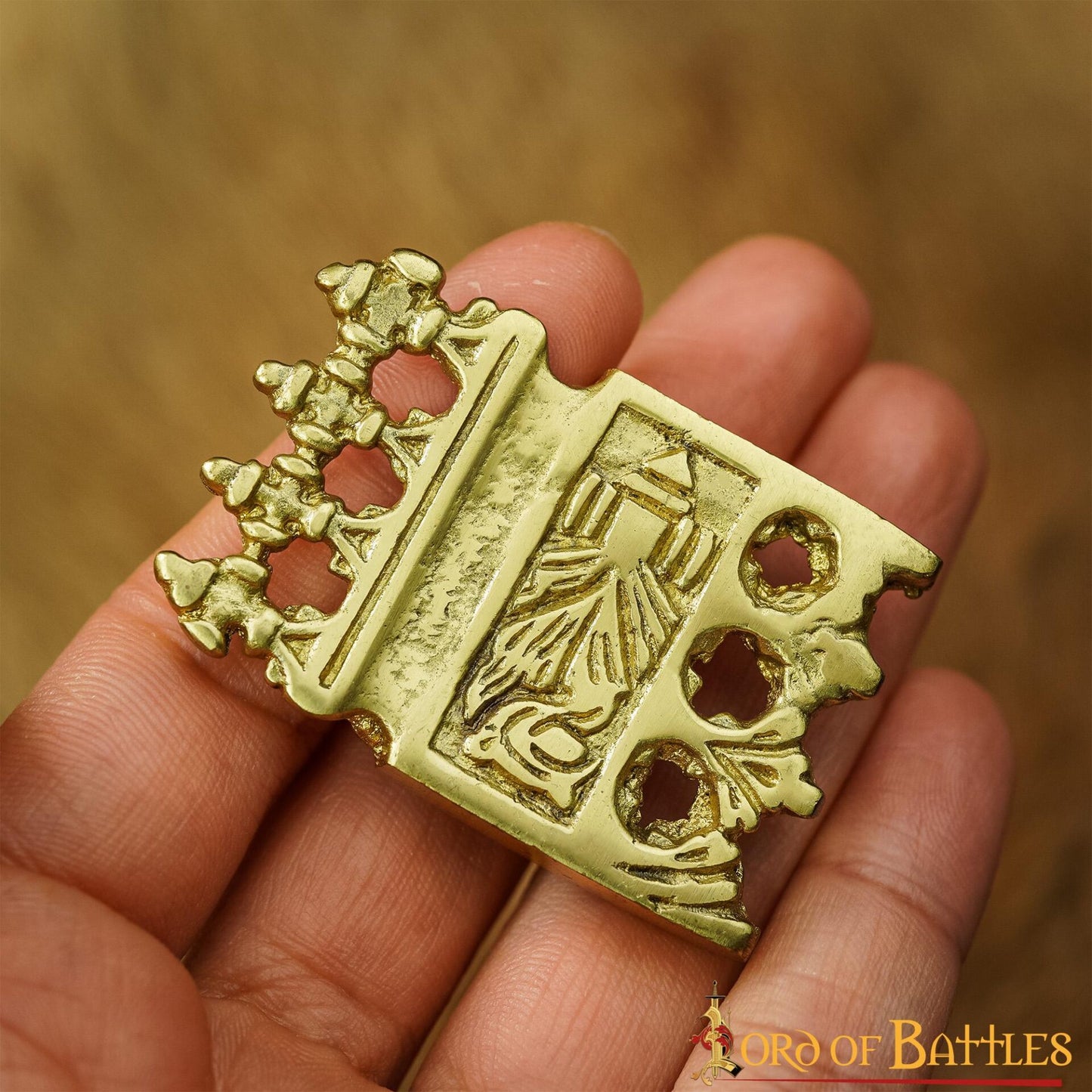 Viking Belt Chape - Punta de Latón Ornamentada para Cinturón - Imagen 8