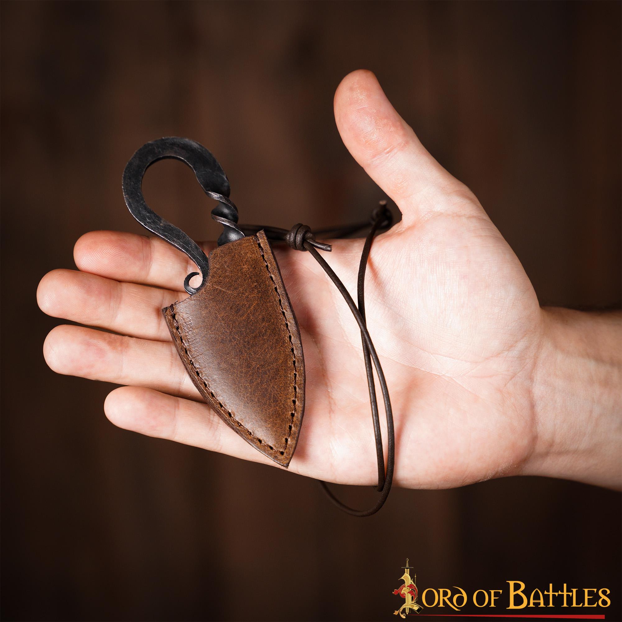 Cuchillo Vikingo de Hierro Forjado a Mano con Funda de Cuero Auténtico - Imagen 6