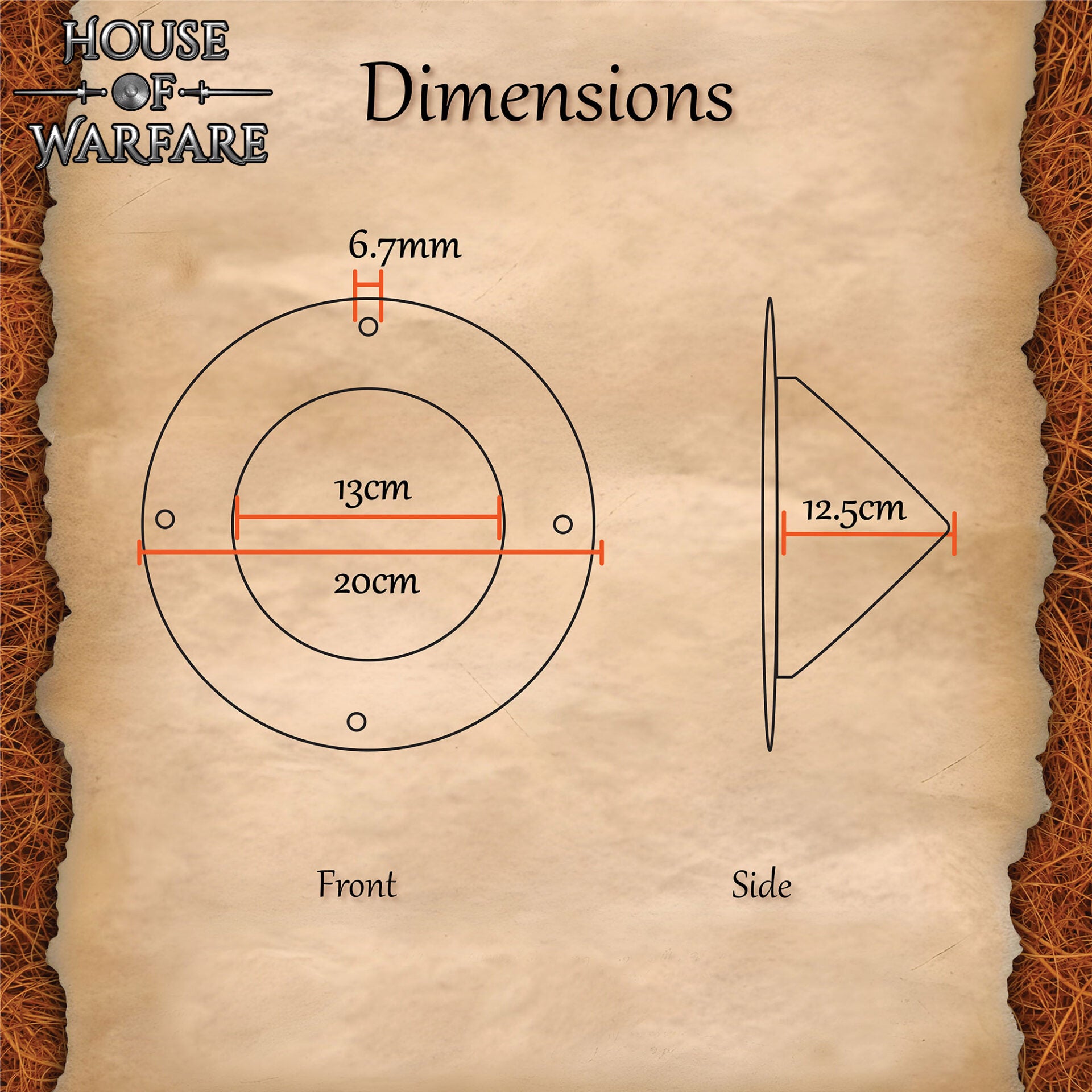 Jefe de Escudo Cónico Medieval Alemán - Acero Forjado a Mano Calibre 16 - Imagen 8