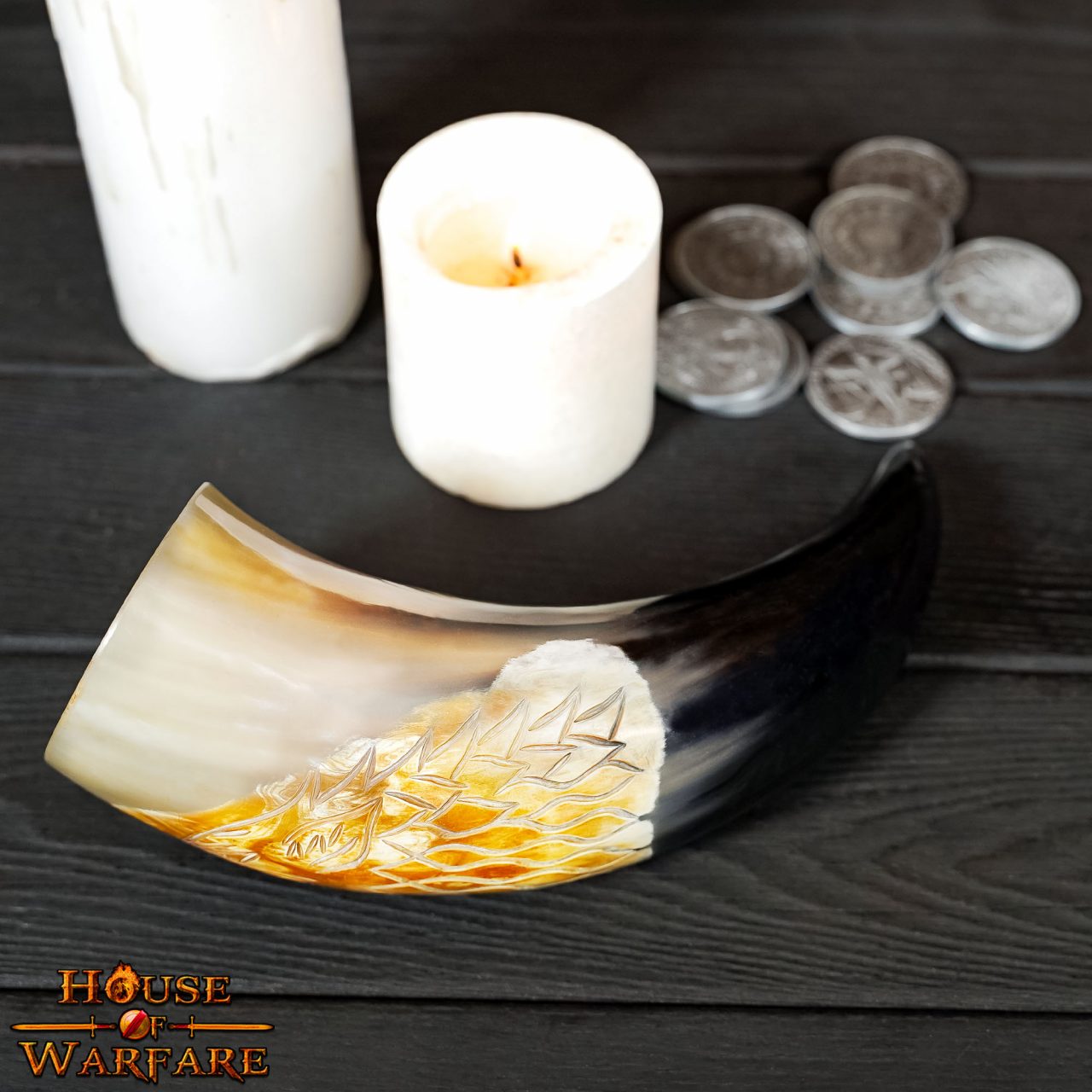 Cuerno para Beber Vikingo Auténtico Fenrir Wolf - Cuerno de Buey Pulido Grabado a Mano - Inspiración Nórdica - Imagen 17