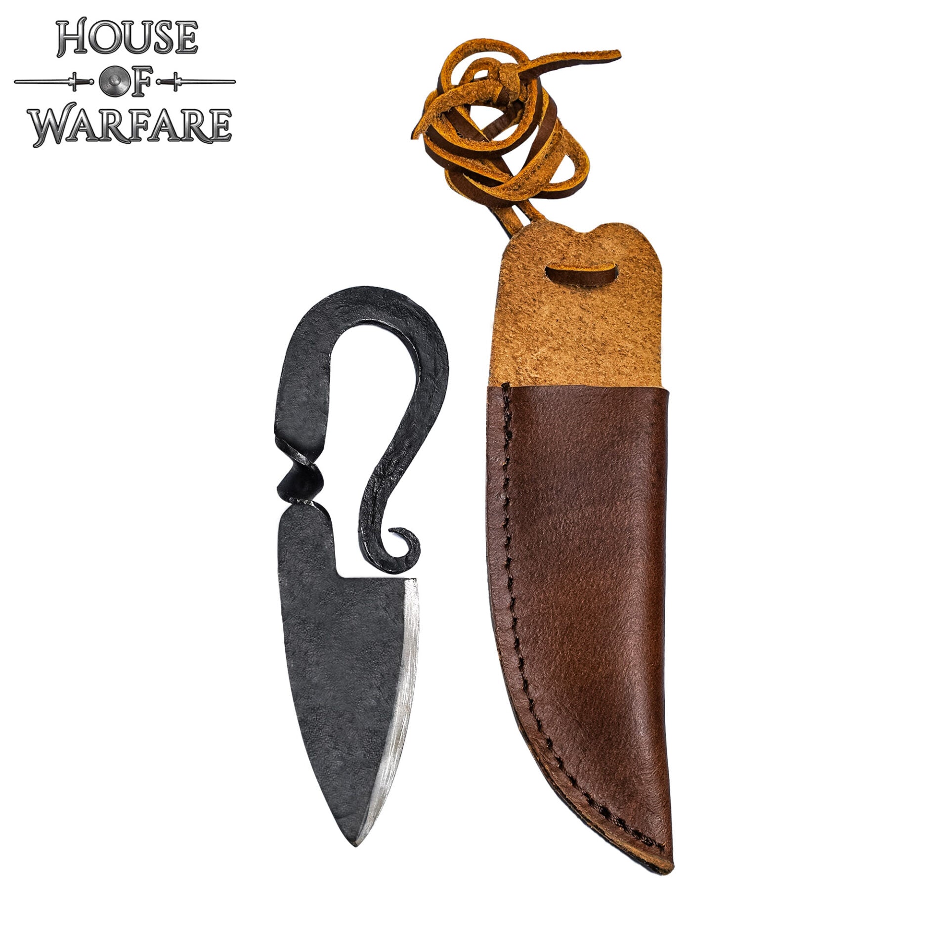 Cuchillo Medieval Forjado a Mano con Funda de Cuero Auténtico - Imagen 1