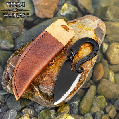 Cuchillo Medieval Forjado a Mano con Funda de Cuero Auténtico - Imagen 9