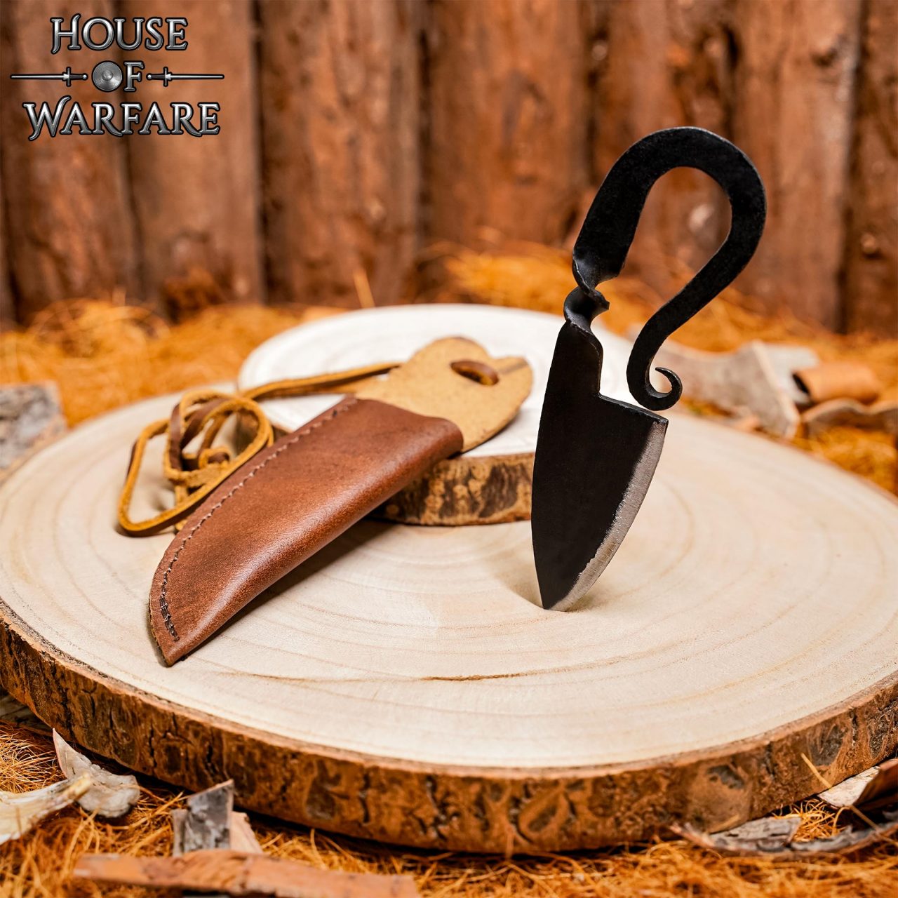 Cuchillo Medieval Forjado a Mano con Funda de Cuero Auténtico - Imagen 8