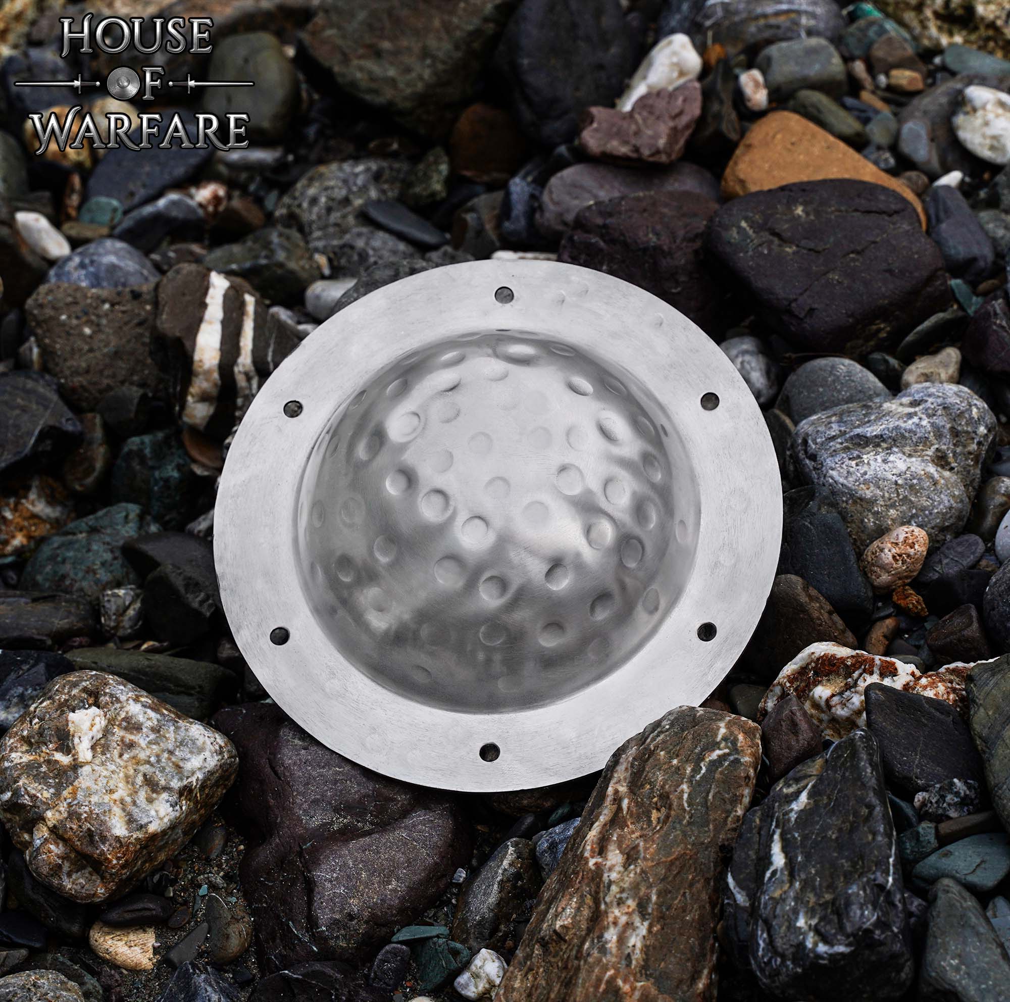 Jefe Escudo Medieval Forjado a Mano | Umbo Martillado Pulido - Imagen 9