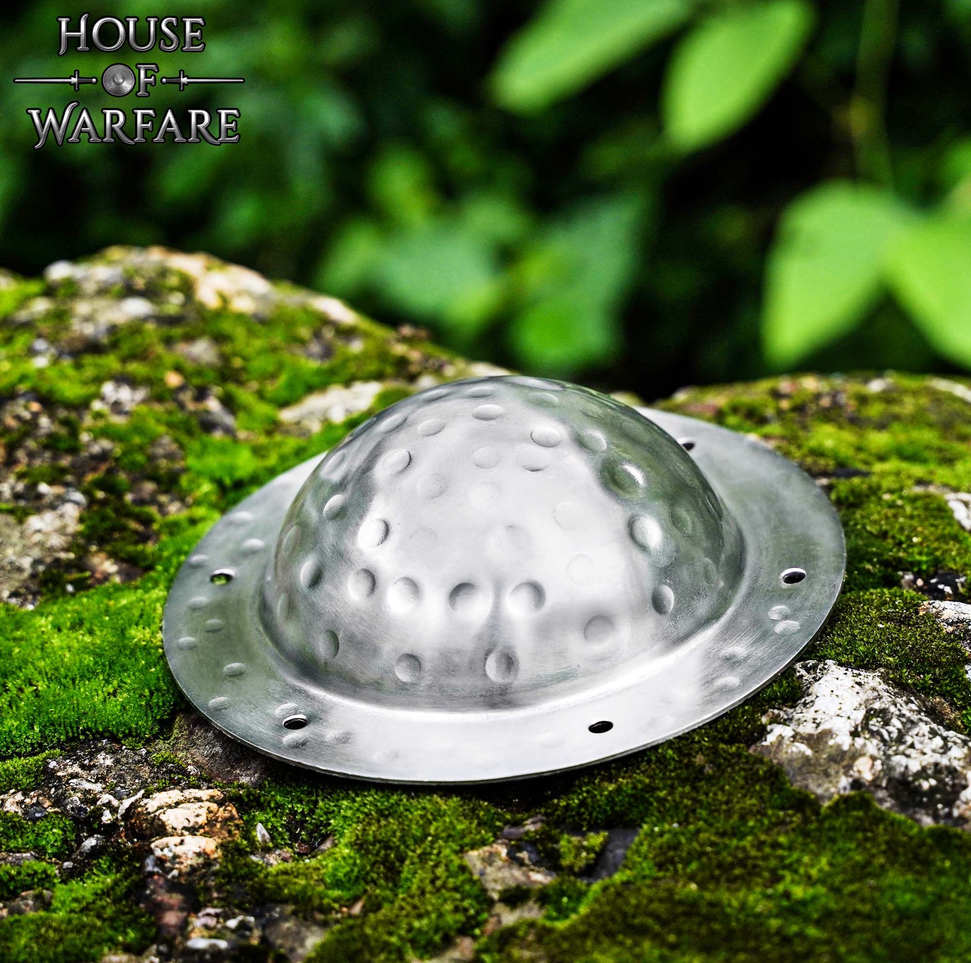 Jefe Escudo Medieval Forjado a Mano | Umbo Martillado Pulido - Imagen 2