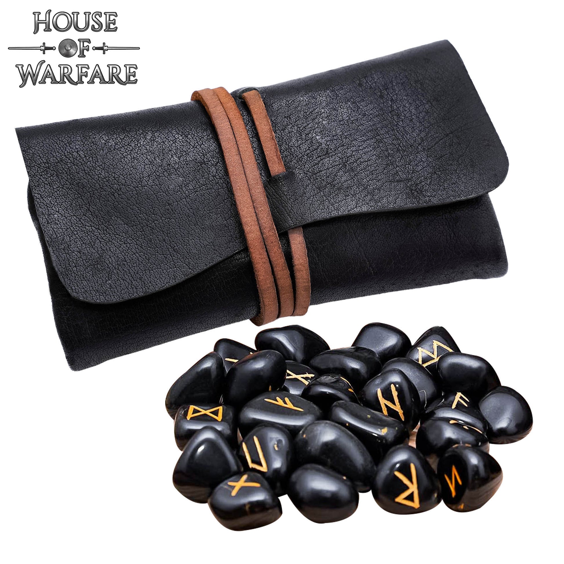 Juego de Piedras Rúnicas Vikingas con Estuche de Cuero Negro - Adivinación y Estrategia Nórdica - Imagen 8
