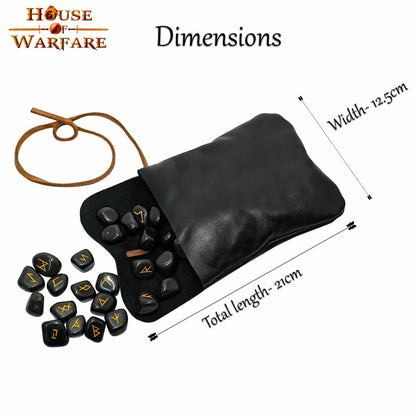 Juego de Piedras Rúnicas Vikingas con Estuche de Cuero Negro - Adivinación y Estrategia Nórdica - Imagen 27