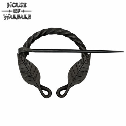 Alfiler de Capa Medieval de Hierro Forjado a Mano con Motivo de Hojas - Broche de Fíbula Estilo Vikingo - Imagen 28