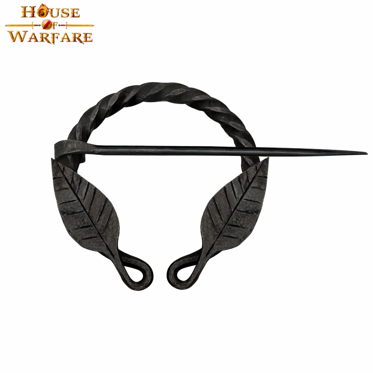 Alfiler de Capa Medieval de Hierro Forjado a Mano con Motivo de Hojas - Broche de Fíbula Estilo Vikingo - Imagen 18