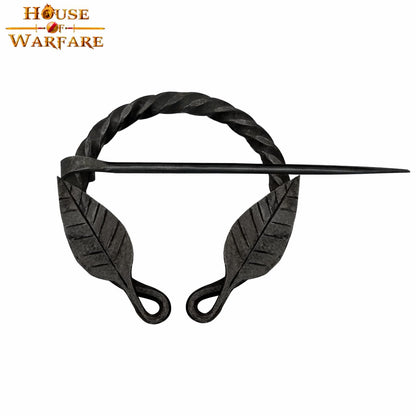 Alfiler de Capa Medieval de Hierro Forjado a Mano con Motivo de Hojas - Broche de Fíbula Estilo Vikingo - Imagen 18