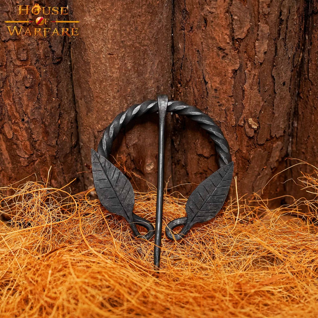 Alfiler de Capa Medieval de Hierro Forjado a Mano con Motivo de Hojas - Broche de Fíbula Estilo Vikingo - Imagen 19