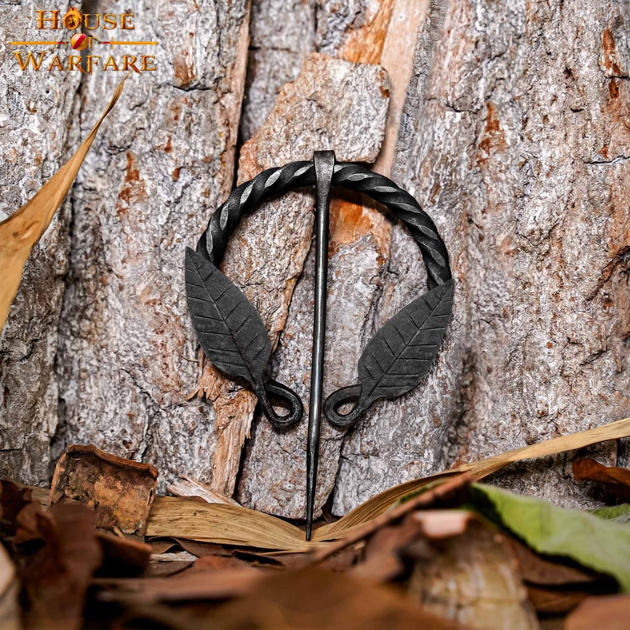 Alfiler de Capa Medieval de Hierro Forjado a Mano con Motivo de Hojas - Broche de Fíbula Estilo Vikingo - Imagen 26