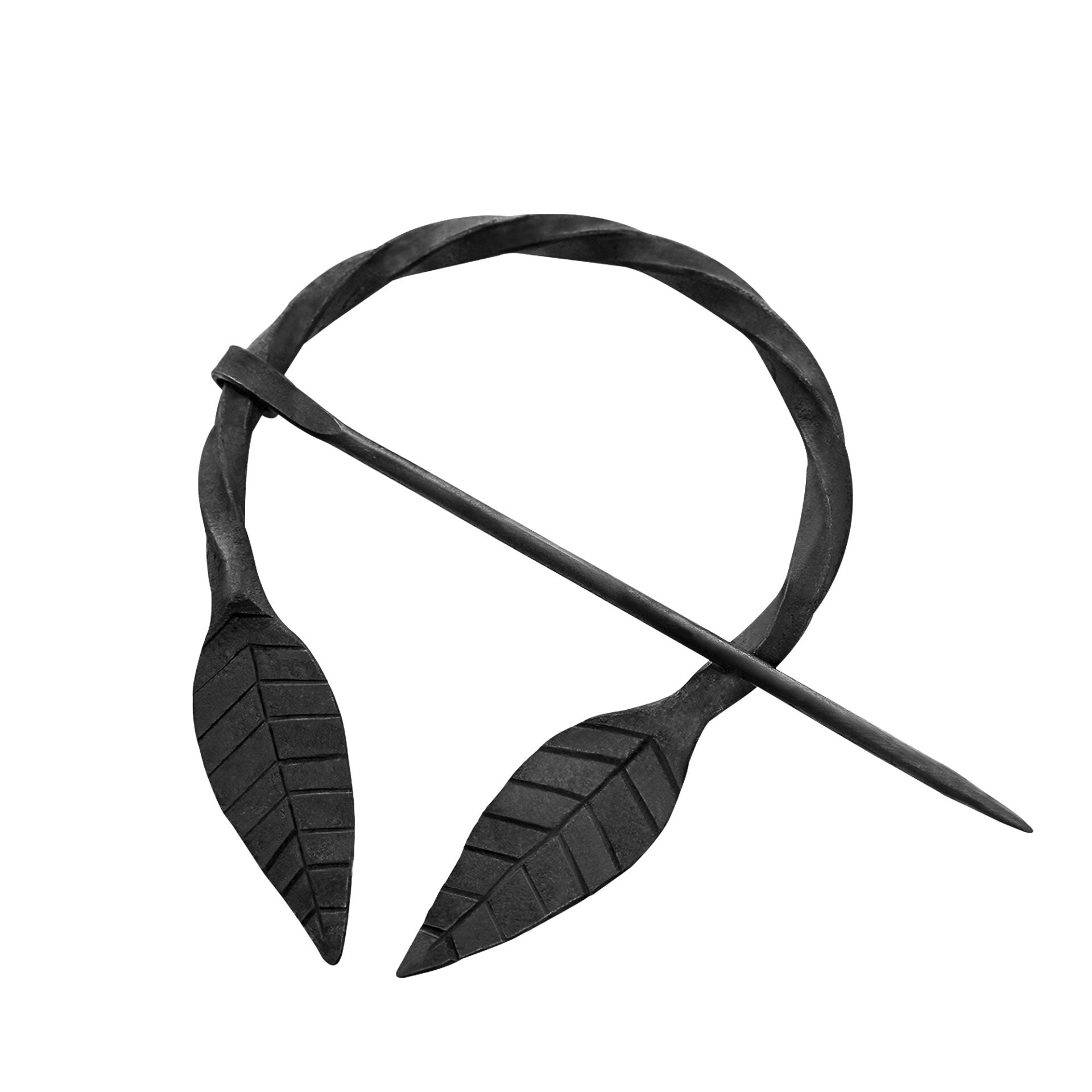 Broche Hoja Celta Forjado a Mano Alfiler de Capa - Imagen 1