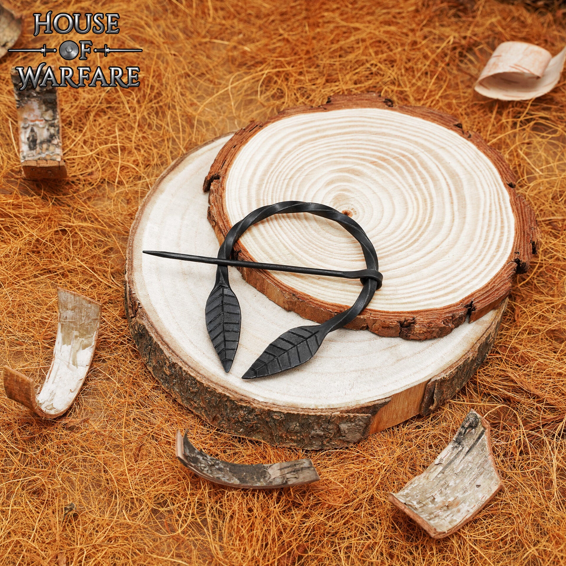 Broche Hoja Celta Forjado a Mano Alfiler de Capa - Imagen 6