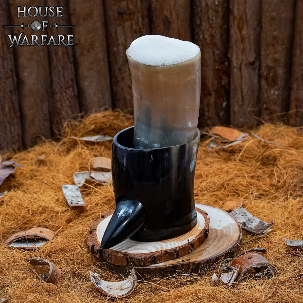 Vikingo Cuerno de Buey Pulido para Beber con Soporte - Imagen 10