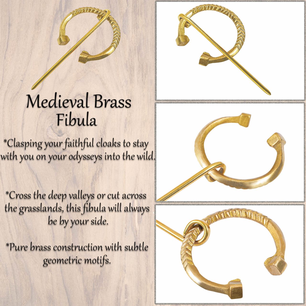 Fíbula Penannular Medieval de Latón - Alfiler Pequeño de Capa para Broche de Traje Histórico y Vikingo - Imagen 24