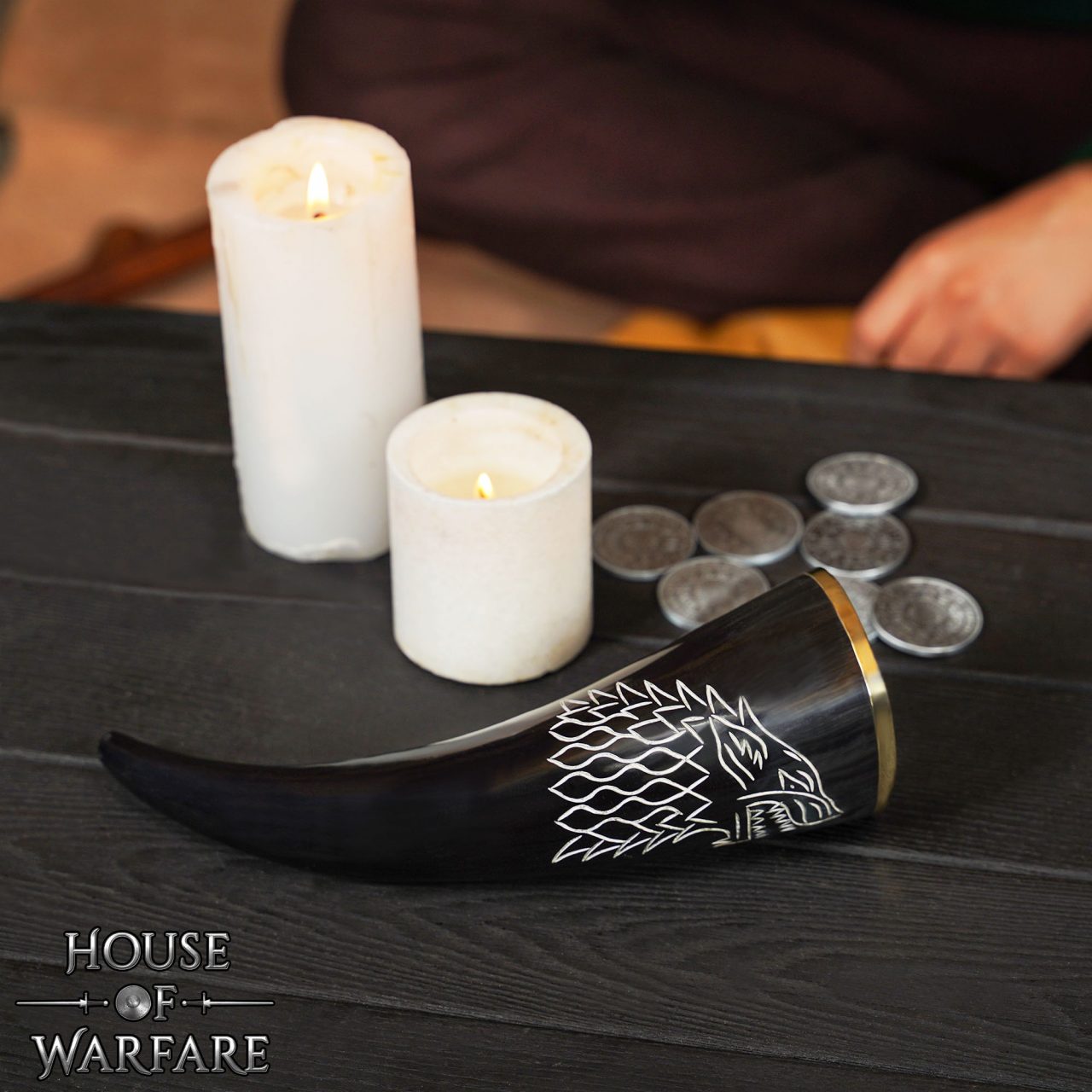 Cuerno Vikingo para Beber con Grabado y Diseño de Lobo - para Larp, Temas Vikingos - Imagen 12