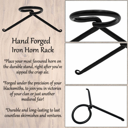 Soporte para Cuerno de Hierro Forjado a Mano - Expositor Medieval para Fiestas Vikingas y Medievales - Imagen 12