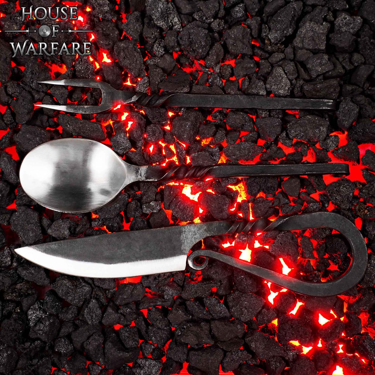 Juego de Cubiertos Medievales Forjados a Mano con Vaina - Imagen 7