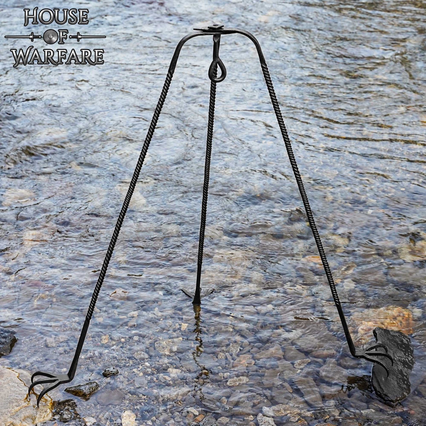 Trípode de Cocina de Hierro Medieval Forjado a Mano - Acabado en Negro Soporte de Hoguera para Cocinar Al Aire Libre - Imagen 10