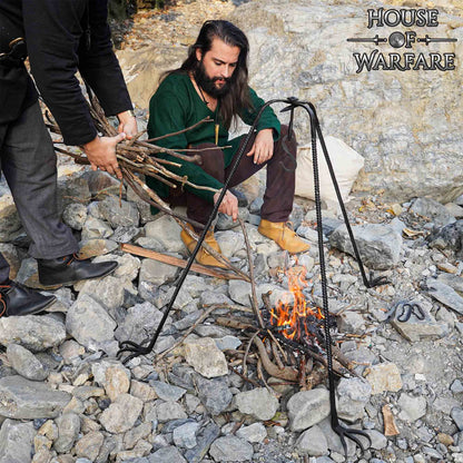 Trípode de Cocina de Hierro Medieval Forjado a Mano - Acabado en Negro Soporte de Hoguera para Cocinar Al Aire Libre - Imagen 11