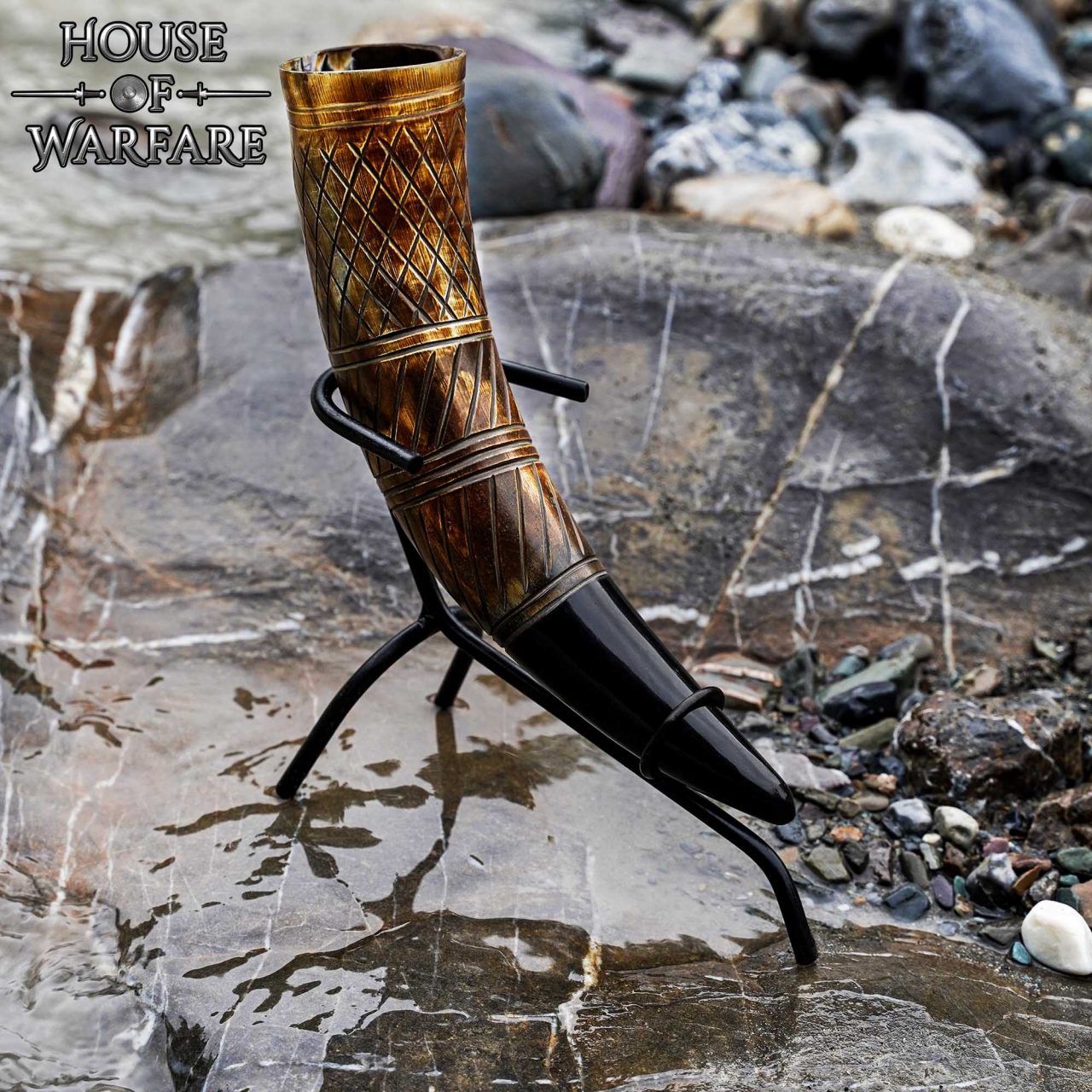 Pie de Cuerno para Beber de Hierro Forjado a Mano con Acabado Al Aceite - Imagen 8