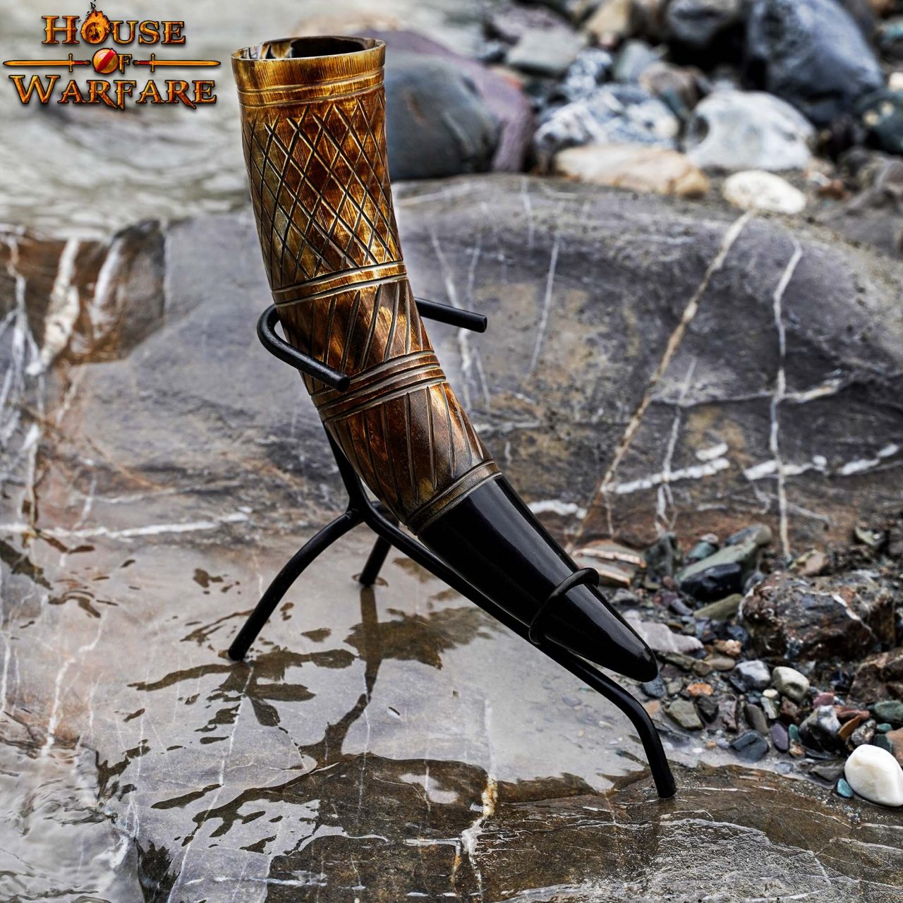 Pie de Cuerno para Beber de Hierro Forjado a Mano con Acabado Al Aceite - Imagen 19