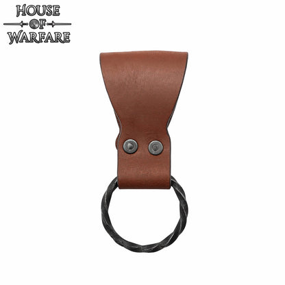 Rana Medieval de Cuero con Anillo de Hierro Torcido Forjado a Mano - Porta Cinturón Marrón para Hachas, Espadas y Herramientas - 6 "x1.5" - Imagen 8
