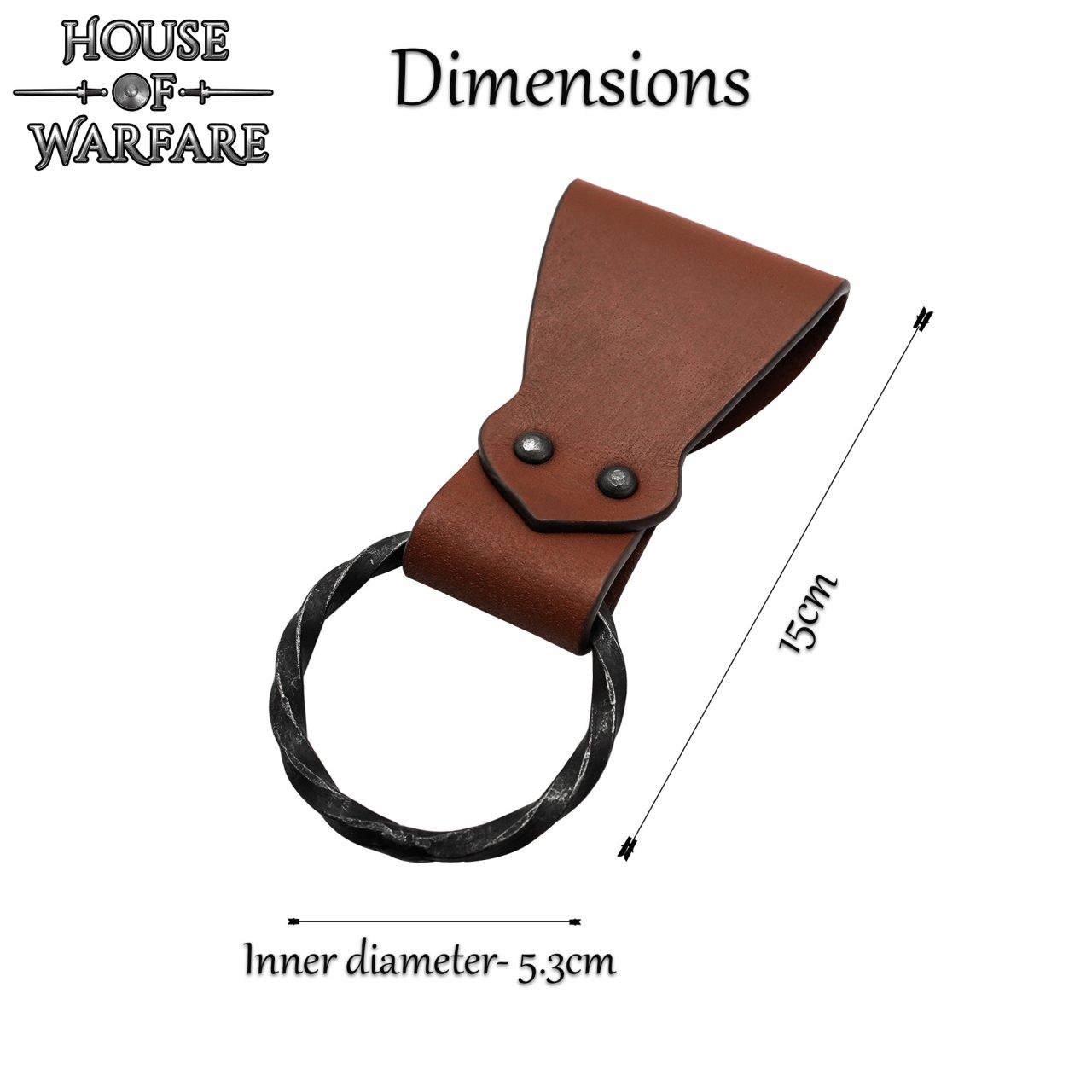 Rana Medieval de Cuero con Anillo de Hierro Torcido Forjado a Mano - Porta Cinturón Marrón para Hachas, Espadas y Herramientas - 6 "x1.5" - Imagen 11