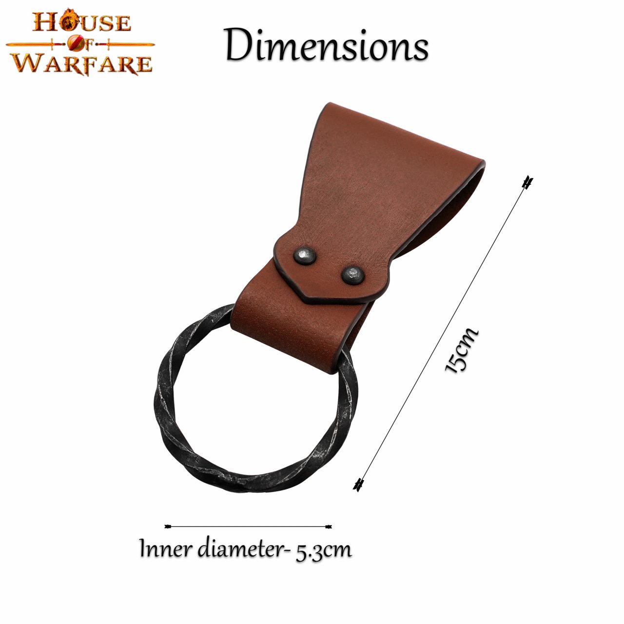 Rana Medieval de Cuero con Anillo de Hierro Torcido Forjado a Mano - Porta Cinturón Marrón para Hachas, Espadas y Herramientas - 6 "x1.5" - Imagen 20