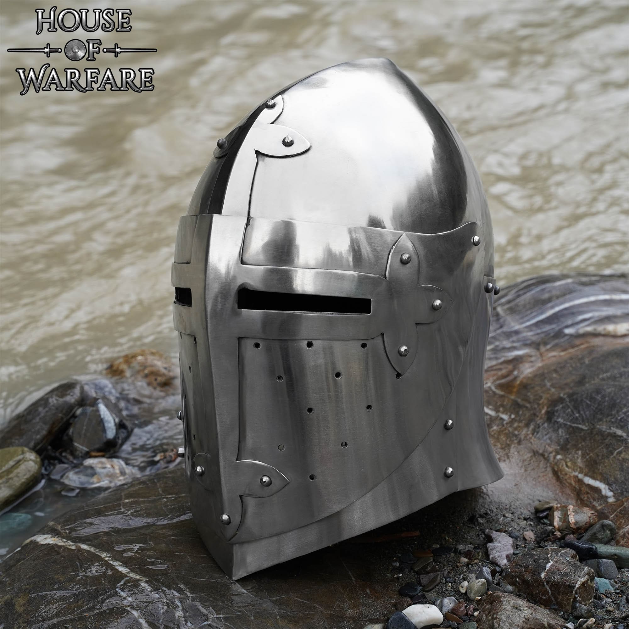 Casco Medieval de Caballero Bascinet del Siglo Xiv Calibre 16 - Imagen 7