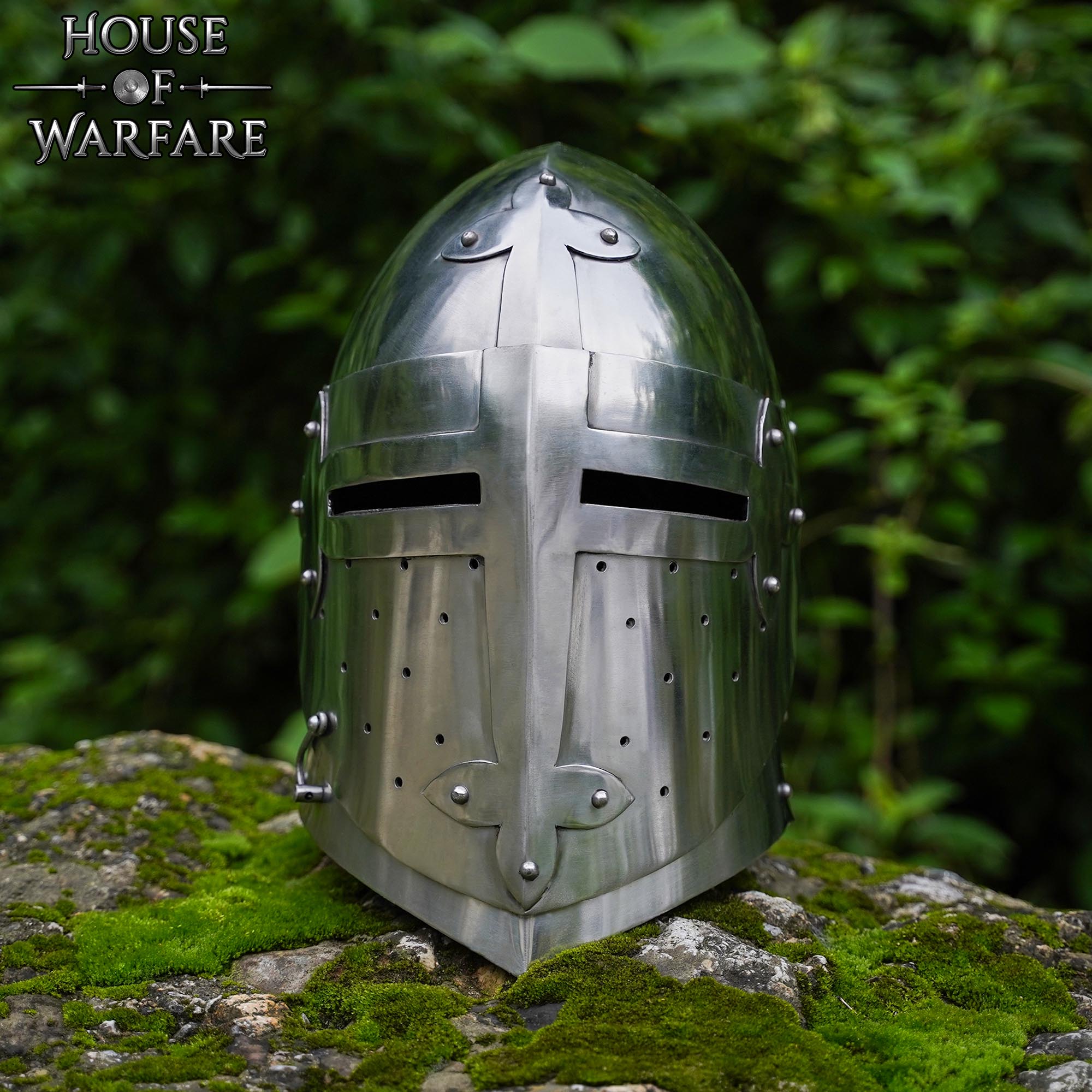 Casco Medieval de Caballero Bascinet del Siglo Xiv Calibre 16 - Imagen 1