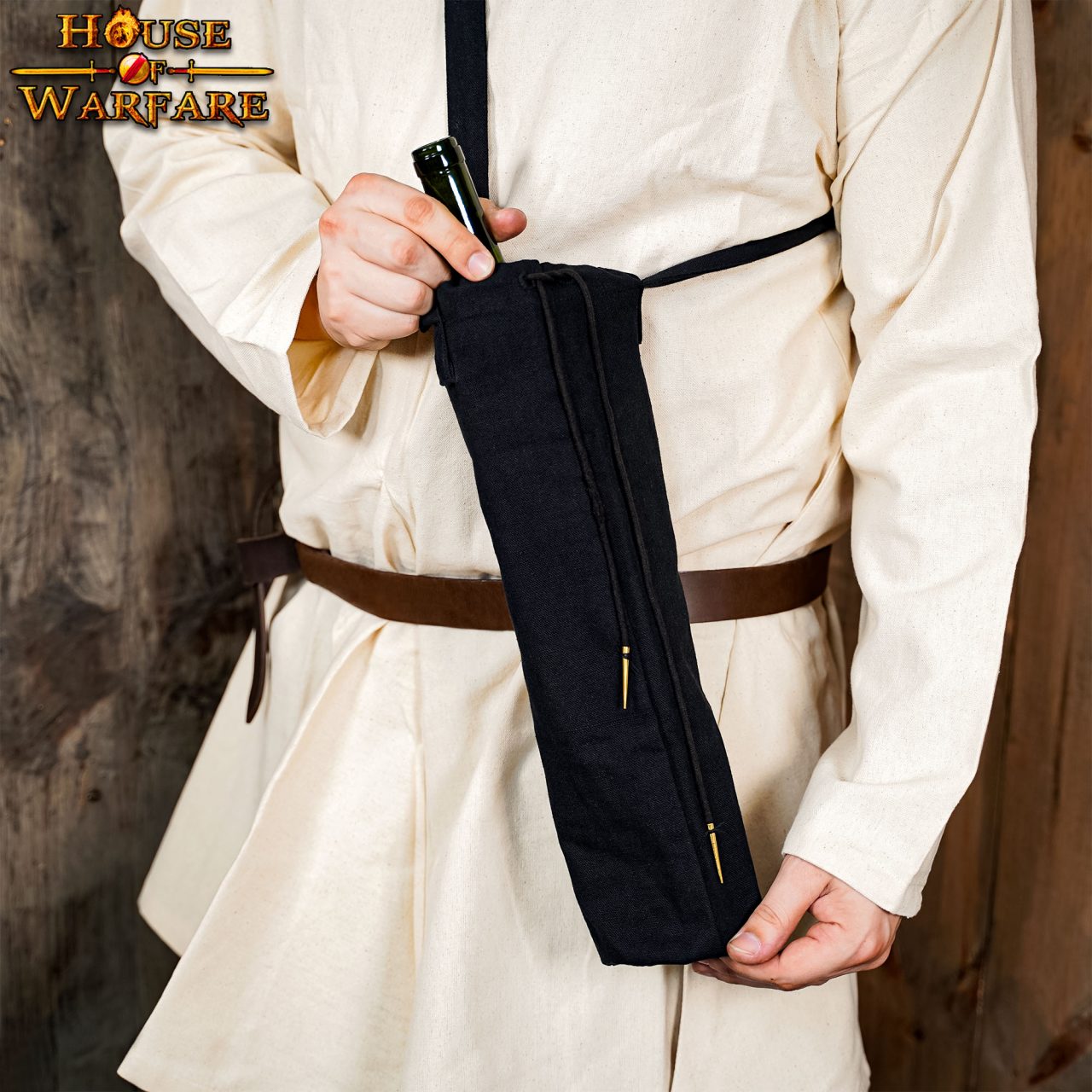 Funda de Lona Portátil con Cordón para Botellas Negro | Funda Duradera para Botellas - Imagen 19