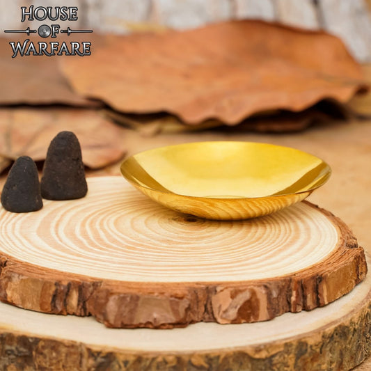 Cuenco de Incienso Medieval de Latón Auténtico Plato de Ofrenda Compacto de Mesa - Imagen 1