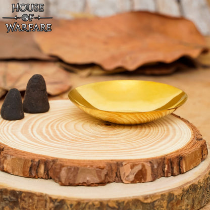 Cuenco de Incienso Medieval de Latón Auténtico Plato de Ofrenda Compacto de Mesa - Imagen 7