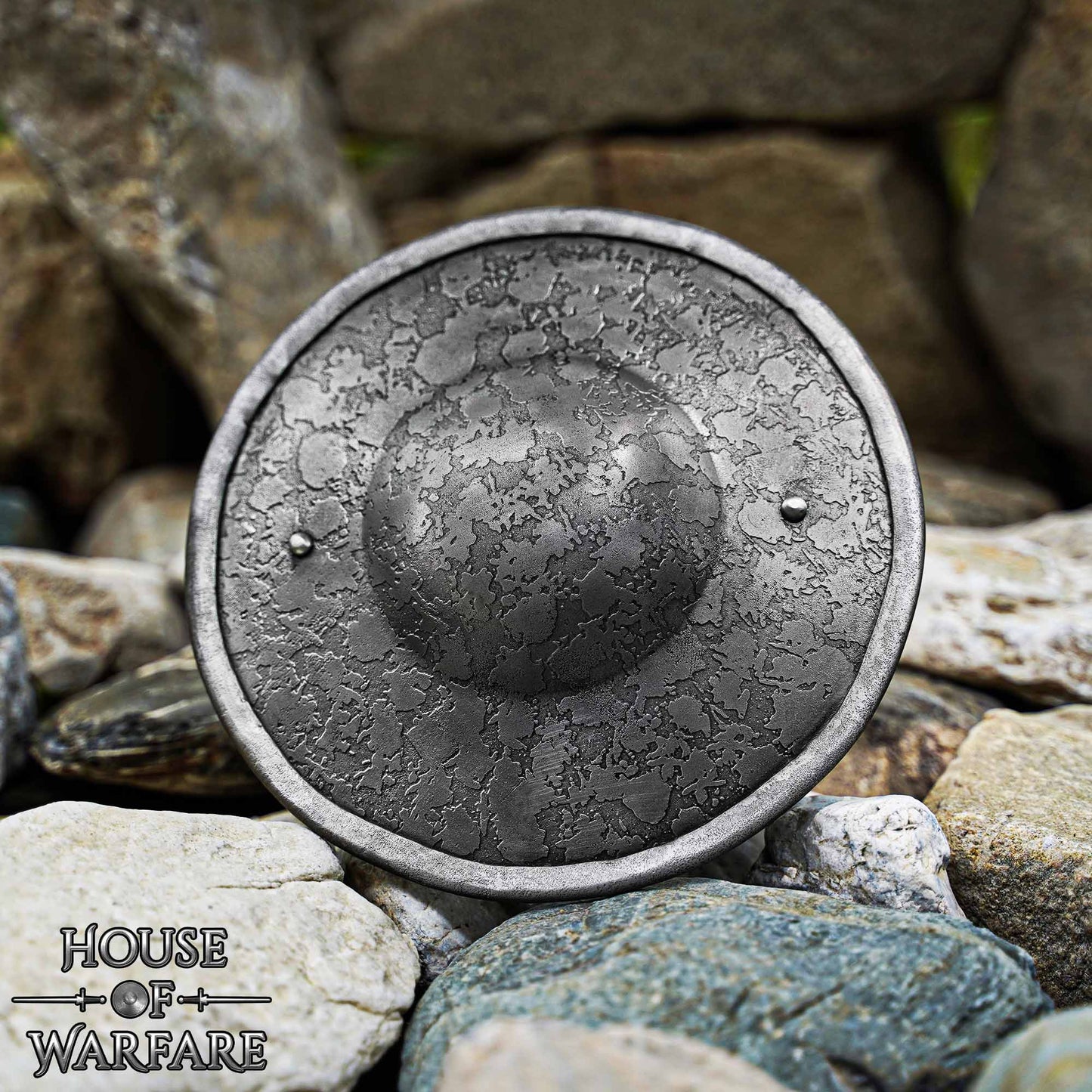 Escudo Medieval de Acero Calibre 14 23cm - Escudo Redondo Hecho a Mano con Empuñadura de Madera y Acabado Antiguo - Imagen 9