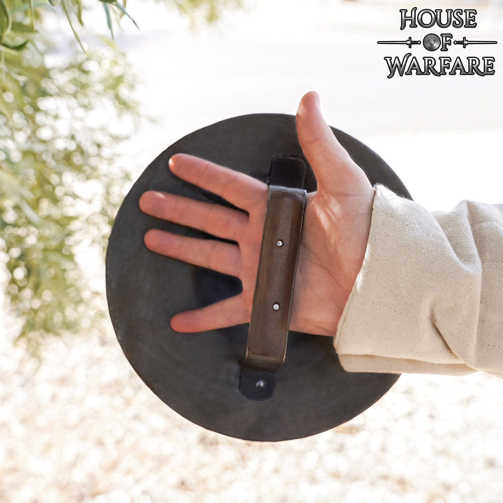 Escudo Medieval de Acero Calibre 14 23cm - Escudo Redondo Hecho a Mano con Empuñadura de Madera y Acabado Antiguo - Imagen 12