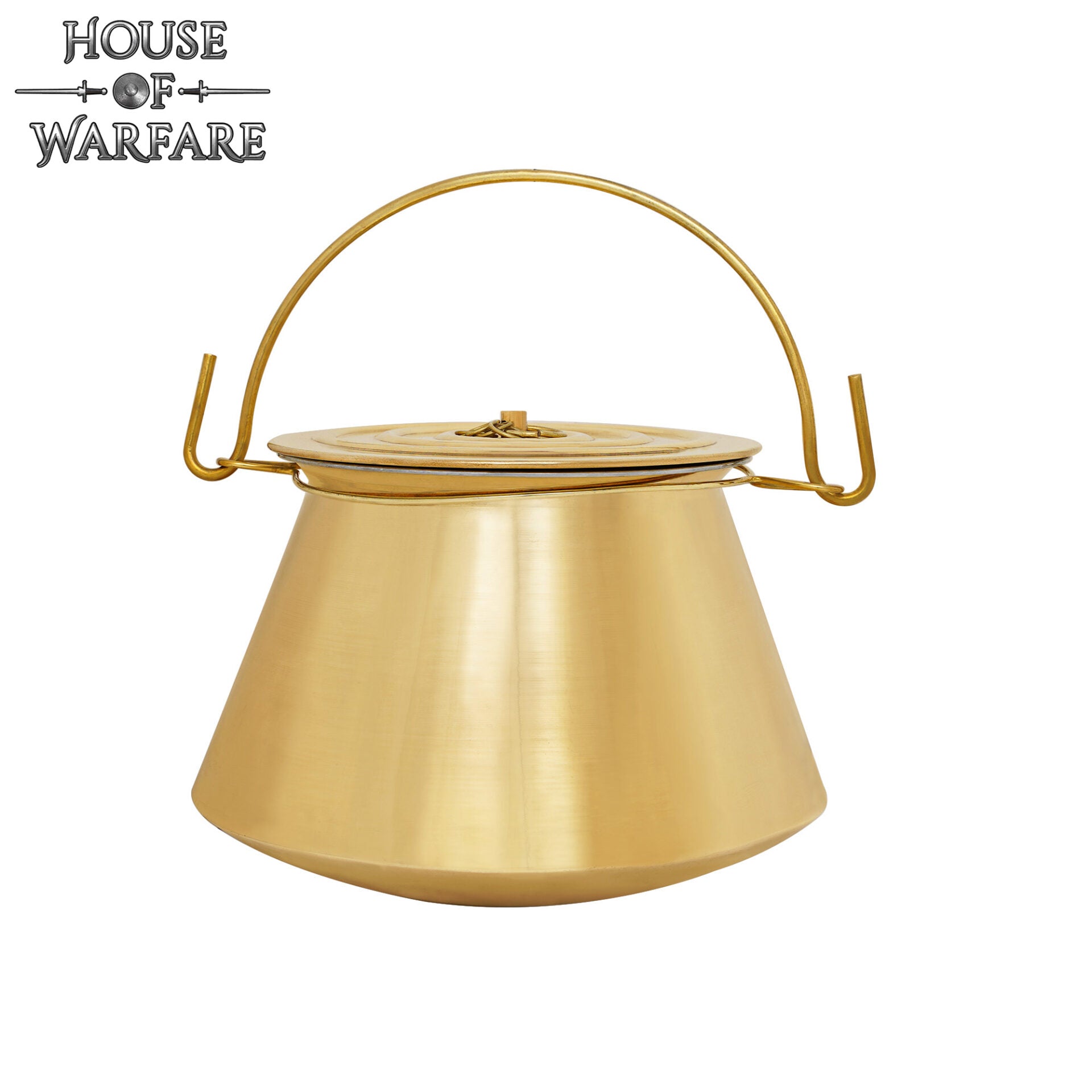 Hervidor Medieval de Latón con Tapa - Olla Histórica para Cocinar Al Aire Libre y en Hogueras - Caldero de Latón Pulido Hecho a Mano - Imagen 8