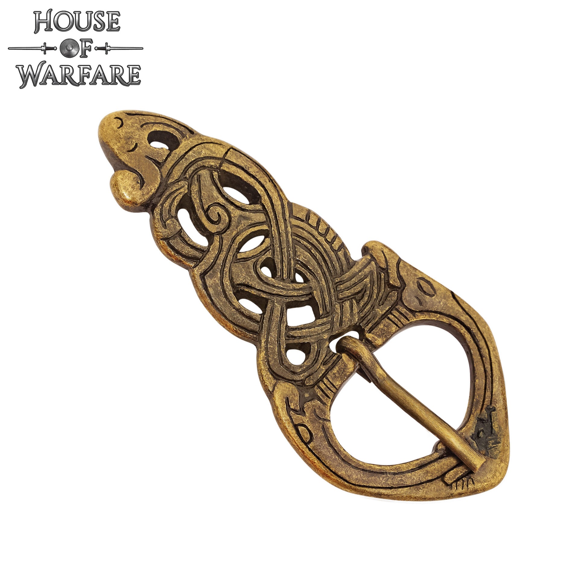 Hebilla de Cinturón Vikinga de Latón con Nudo de Serpiente - Antiguo - Imagen 9