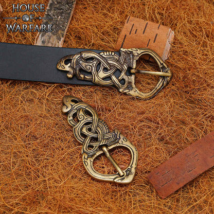 Hebilla de Cinturón Vikinga de Latón con Nudo de Serpiente - Antiguo - Imagen 13