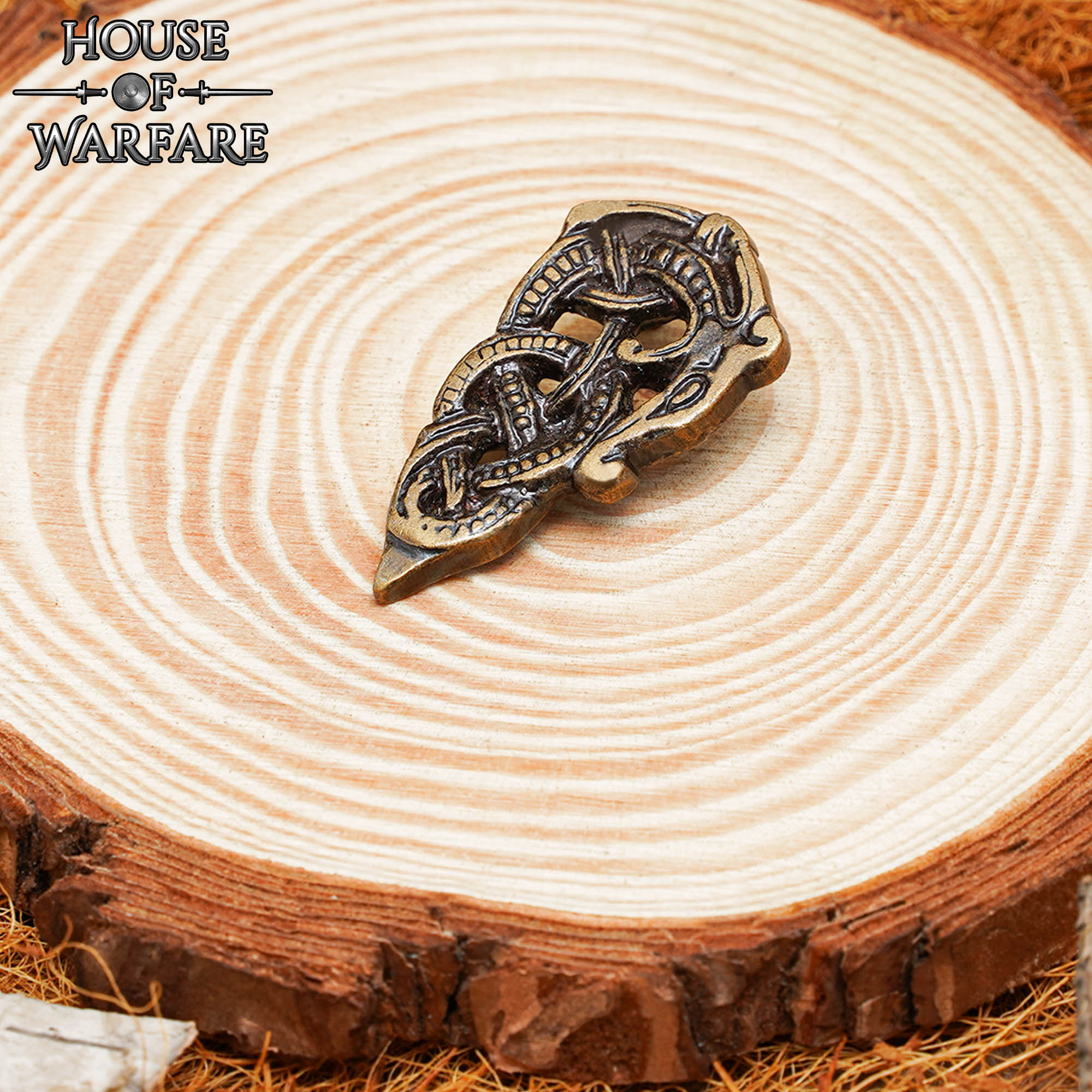 Viking Haithabu Extremo de Cinturón de Latón Macizo Envejecido - Imagen 8