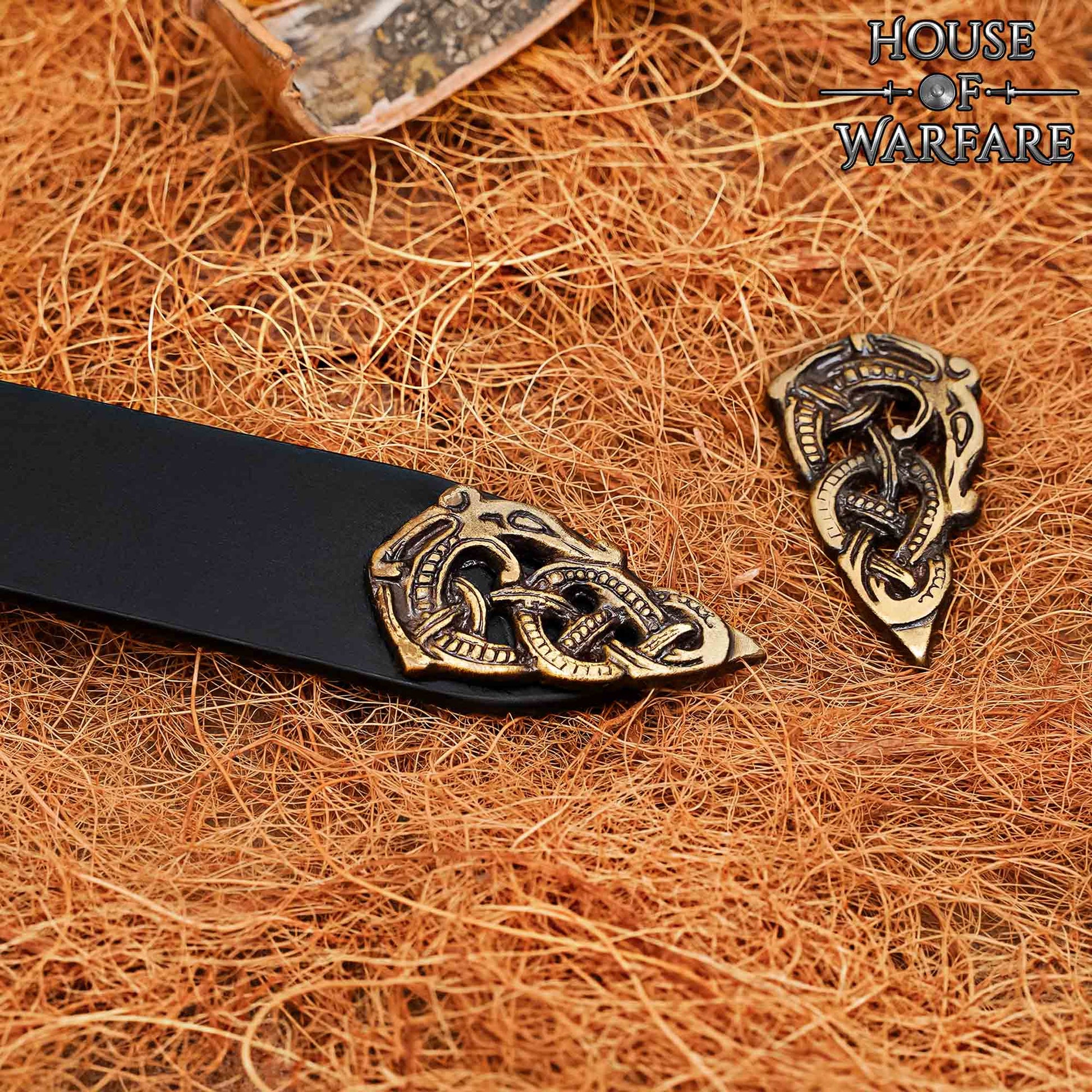 Viking Haithabu Extremo de Cinturón de Latón Macizo Envejecido - Imagen 4