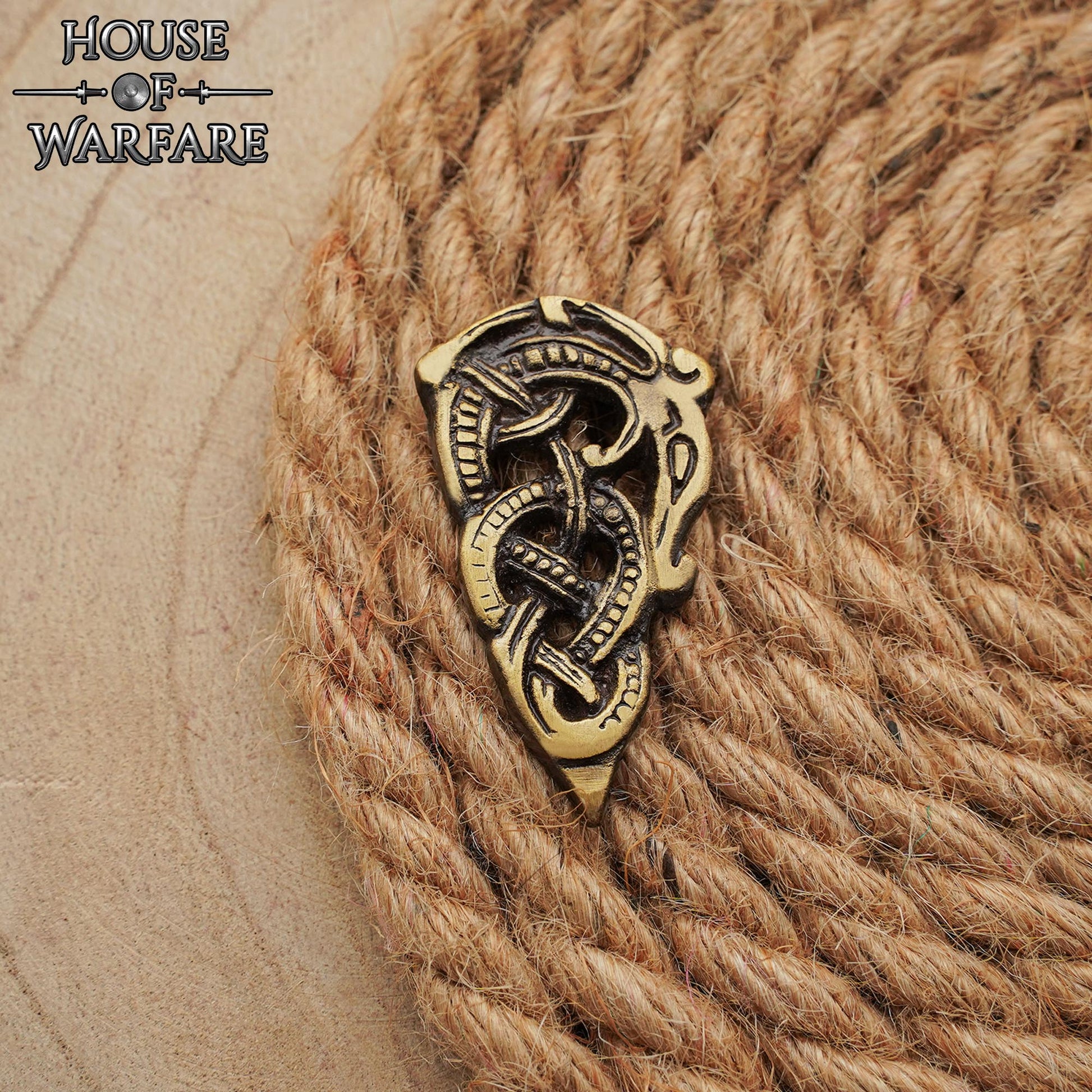 Viking Haithabu Extremo de Cinturón de Latón Macizo Envejecido - Imagen 6