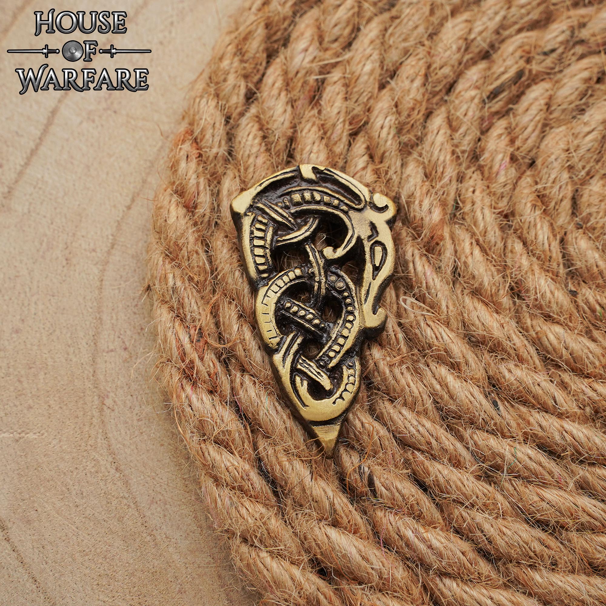 Viking Haithabu Extremo de Cinturón de Latón Macizo Envejecido - Imagen 6