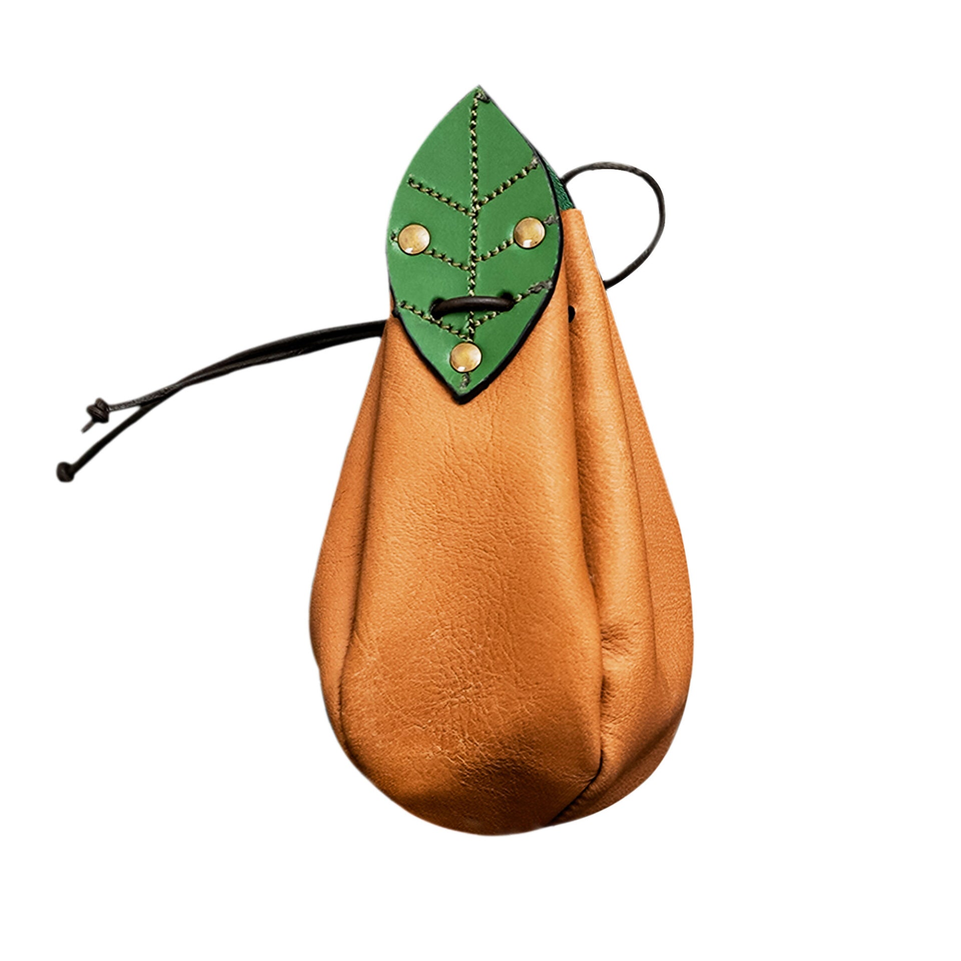 Funda Medieval de Cuero para Cinturón con Detalles de Hojas - Funda de Cordón Marrón Claro para Monedas y Accesorios - Imagen 8