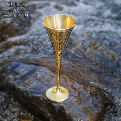 Copa Medieval Cáliz de Latón - Grabado Vintage Drinkware - Imagen 12