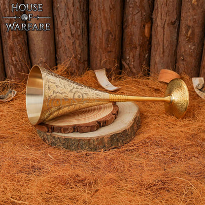 Copa Medieval Cáliz de Latón - Grabado Vintage Drinkware - Imagen 13